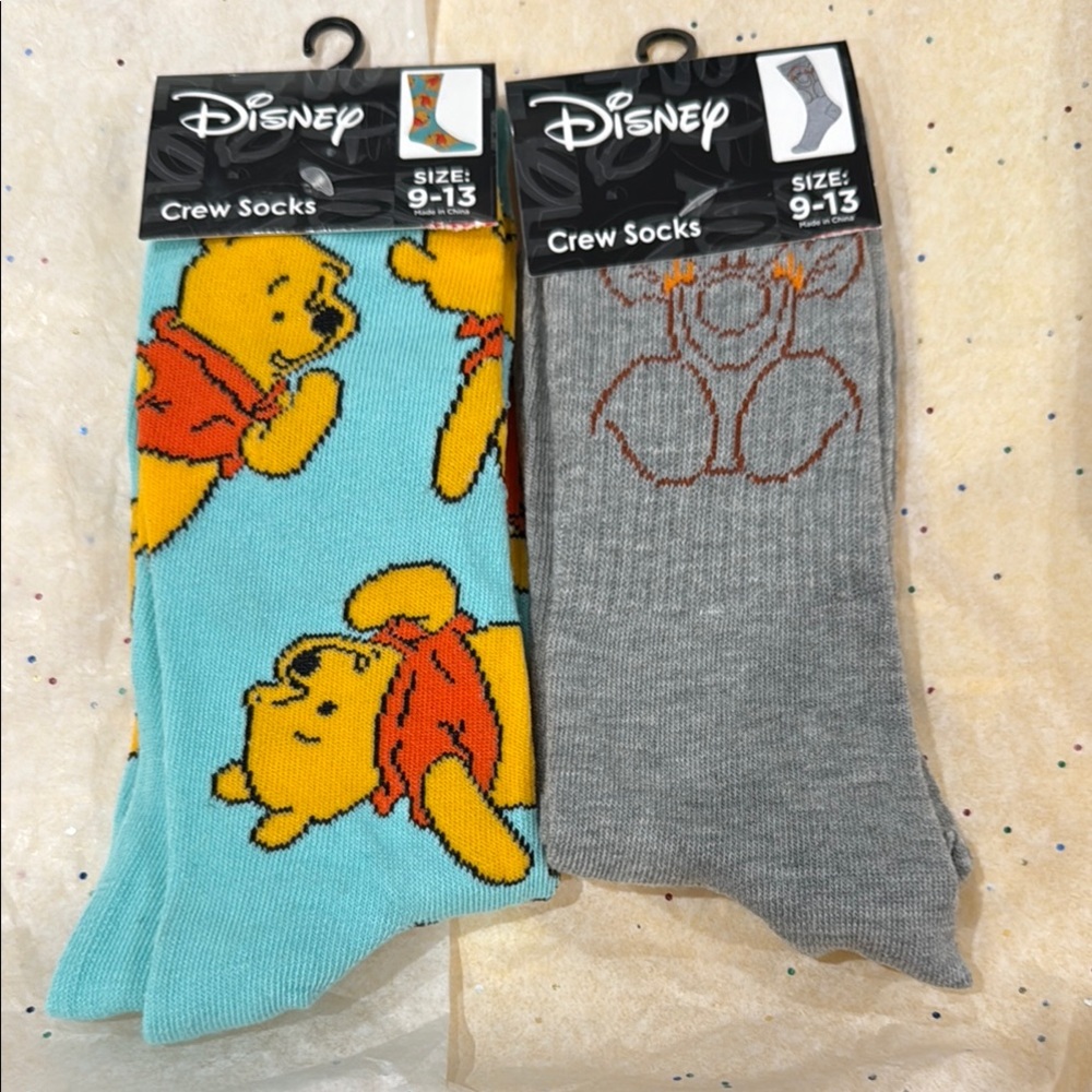 Disney Winnie The Pooh and Tiger Crew Socks set of 2 - Blue and Gray